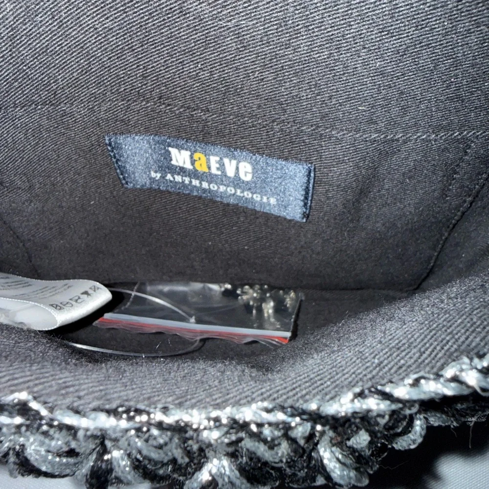 Anthropologie Maeve Fiona Crochet Beaded Bag Black & Silver - Picture 12 of 12